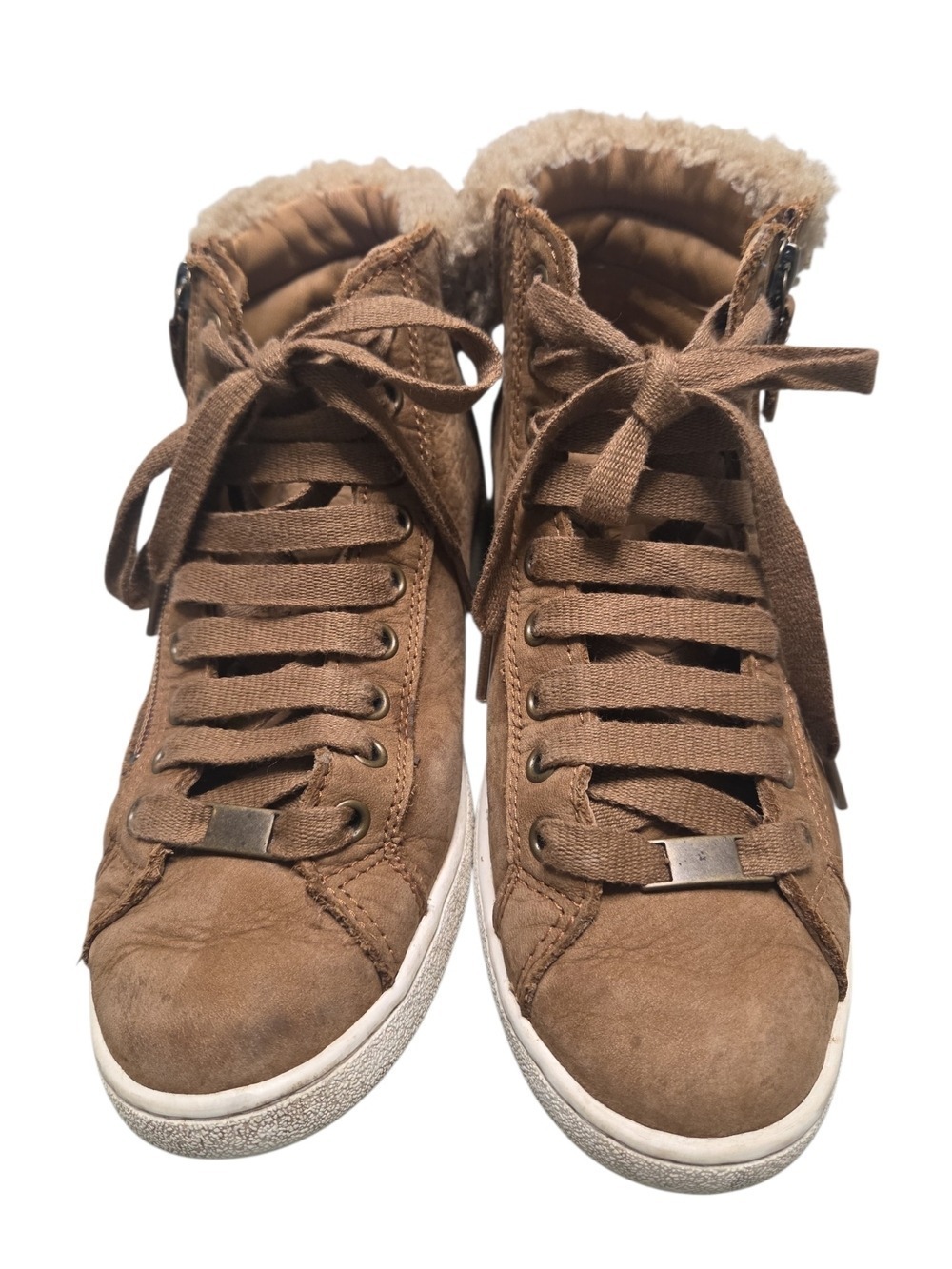 UGG Women's Brown Faux Shearling High Top Sneakers Size 8.5